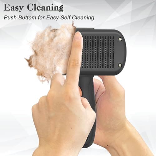Dipoo Self Cleaning Shedding Brush - Skin Friendly Grooming Tool for Dogs, Cats, and Puppies, Deshedding and Hair Removal for Long and Short Haired Pets, Black - Image 3
