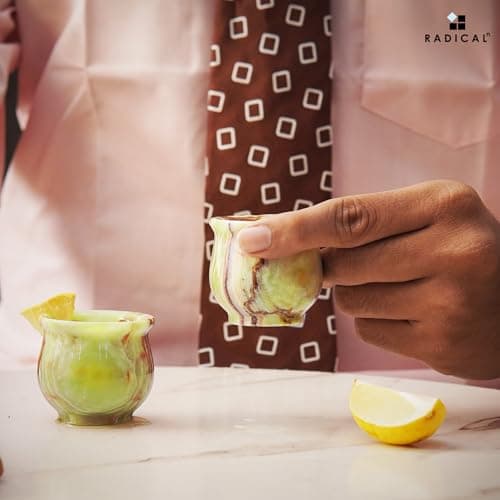 Radicaln Marble Shot Glasses 2" inches Green Onyx handmade Drinking Glasses Set of 2 For Bar accessories, Ideal Vodka, Whiskey and Taquila Glass For Home Bar - Image 2