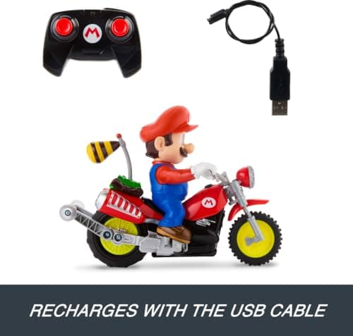 Hot Wheels Mario Wheelie Motocross RC, Remote-Control Motorcycle | Battery-Powered Moto with Figure that Moves & Tilts with Turns, Inspired by The Super Mario Bros. Movie - Image 5