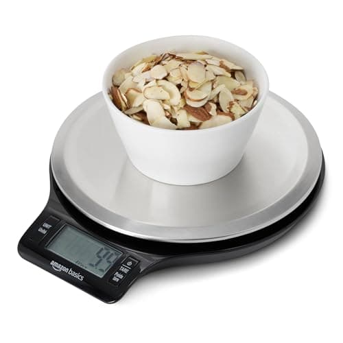 Amazon Basics Digital Kitchen Scale with LCD Display, Batteries Included, Weighs up to 11 pounds, Black and Stainless Steel - Image 2