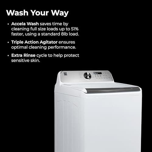 Kenmore 4.4 cu. ft. Top Load Washer with Triple Action Agitator for Tough Dirt & Stains-Reduce Laundry Time with Accela and Express Wash-LED, White - Image 3