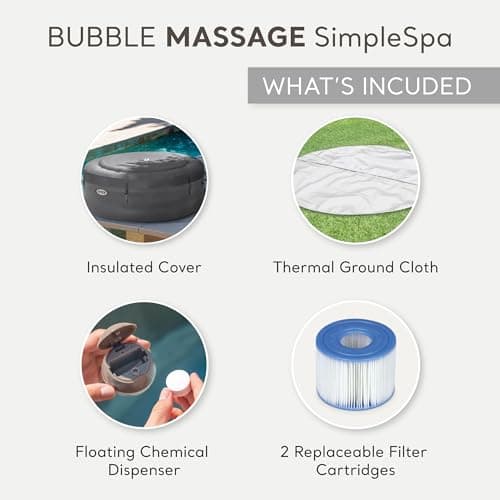 INTEX 28483E SimpleSpa Inflatable Hot Tub 4 Person Bubble Massage Spa: Includes Insulated Cover – Built-in QuickFill Inflation – Soothing Jets – 77" x 26" - Image 6