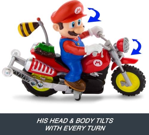 Hot Wheels Mario Wheelie Motocross RC, Remote-Control Motorcycle | Battery-Powered Moto with Figure that Moves & Tilts with Turns, Inspired by The Super Mario Bros. Movie - Image 6