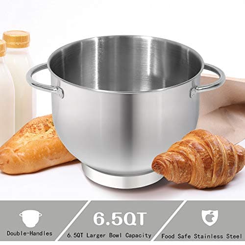 Aucma Stand Mixer,6.5-QT 660W 6-Speed Tilt-Head Food Mixer, Kitchen Electric Mixer with Dough Hook, Wire Whip & Beater (6.5QT, Black) - Image 6