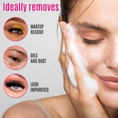 STACY LASH Lash Shampoo Kit Foaming Cleanser with Eye Lash Spoolies & Rinse Bottle & Cleansing Pad & Brush for Eyelash Extensions & Clusters & Natural Eyelashes - Image 4