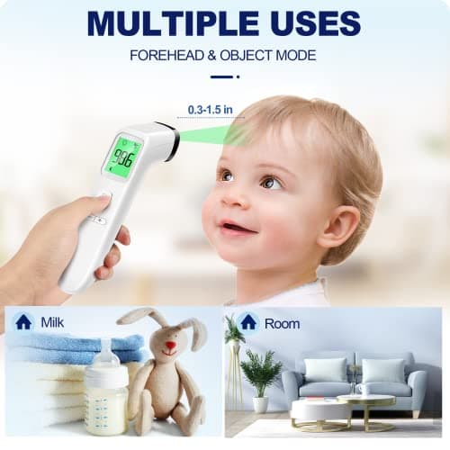 No-Touch Thermometer for Adults and Kids, Accurate Digital Baby Thermometer, Fever Alarm & Silent Mode, 2 in 1 Forehead & Object Mode - Image 4