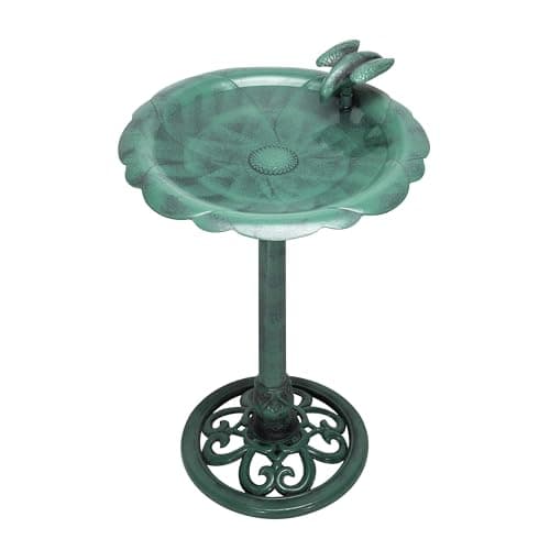 Alpine Corporation TEC114 31" Tall Outdoor Antique Flower Birdbath with Bird Decoration Yard Statue, Durable Polypropylene Construction for Patio, Deck, or Yard - Image 8