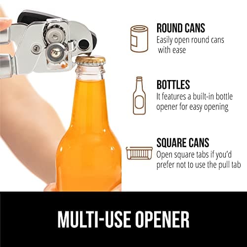The Original GORILLA GRIP Heavy Duty Stainless Steel Smooth Edge Manual Can Opener and Bottle Openers, Soft Ergonomic Handle, Oversized Handheld Easy Turn Knob, Multifunctional Kitchen Tool, Black - Image 6