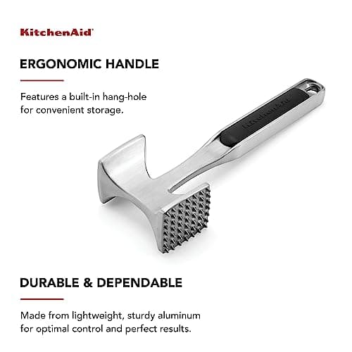 KitchenAid Gourmet Multi Sided Meat Tenderizer for Pounding Meats, Nuts, Shellfish, ect, Hang Hole for Easy Storage, Hand Wash, One Size, Black - Image 2