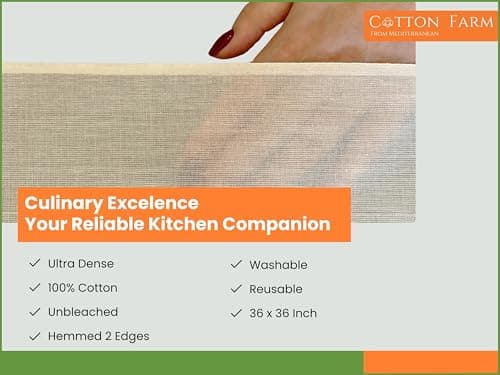 Cotton Farm Grade 100 XL Cheese Cloths - Straining & More; 36x36 Inch; 100% Unbleached Cotton Cheesecloth; Reusable with Hemmed 2 Edges; Ultra-Dense (the finest) Butter Muslin - Image 3