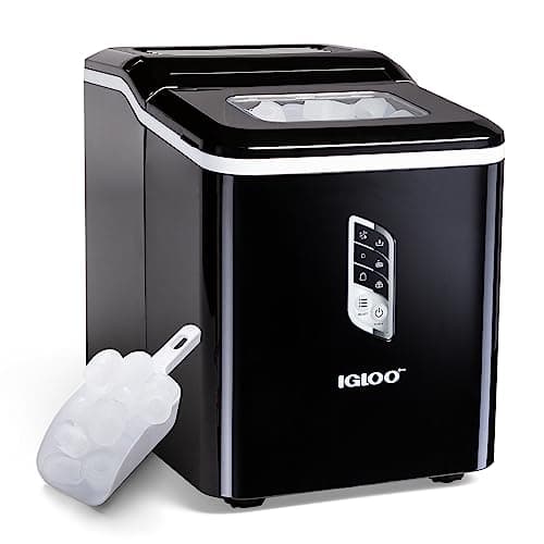 Igloo Automatic Ice Maker, Self- Cleaning, Countertop Size, 26 Pounds in 24 Hours, 9 Large or Small Ice Cubes in 7 Minutes, LED Control Panel, Scoop Included, Perfect for Water Bottles, Mixed Drinks