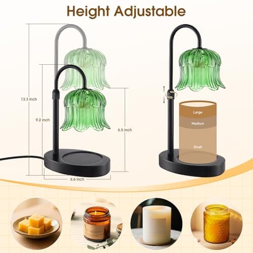 Candle Warmer Lamp Adjustable Timer Electric－Green Flower-Shaped Wax lamp - Image 6