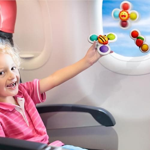 LiKee Strong Suction Cup Fidget Rotating Sensory Bath Toys for Baby, Airplane Car Travel Table & Window Toys for Toddler Boys and Girls, 6+ Months - Image 7