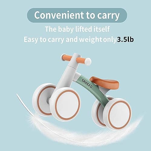 SEREED Baby Balance Bike for 1-2 Year Olds - 4 Wheels, First Bike for Toddlers, Birthday Gift (Green) - Image 3
