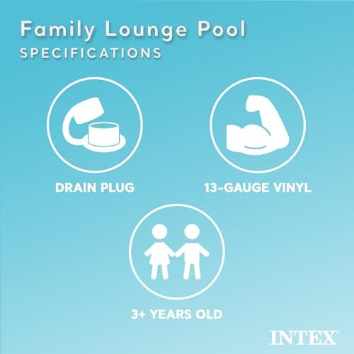 INTEX Swim Center Inflatable Family Lounge Pool: Built-In Bench – Cup Holder – 156 Gallon Capacity – 90" x 86" x 31" – Blue - Image 2