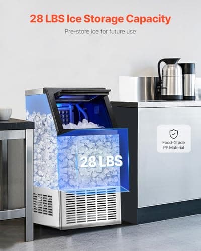 VEVOR Commercial Ice Maker, 100lbs/24H Ice Maker Machine with 28lbs Storage Capacity, 40 Ice Cubes in 15 Minutes, Freestanding Ice Maker for Bar Home Office Restaurant, LED Display, Self-Cleaning - Image 3