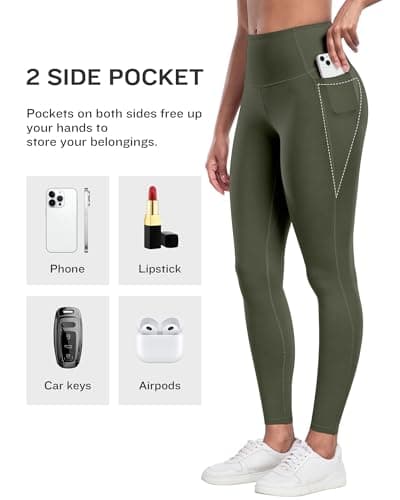 LZYVOO Leggings with Pockets for Women, 6 Packs Soft High Waisted Tummy Control Workout Yoga Pants(BlackGrayNavyWineGreenBrown-XL) - Image 2