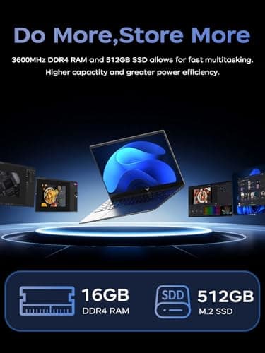KAIGERR Laptop, Laptop Computer with Intel N97 Processor(Up to 3.6GHz), 16GB DDR4 512GB SSD Windows 11 Laptop for Home Business and Student, 1080P, USB3.2,Long Battery Life - Image 4