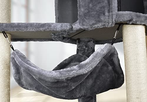 YUNIQUE Cat Tree with Cat Condo and Big Hammock, Grey - Image 7