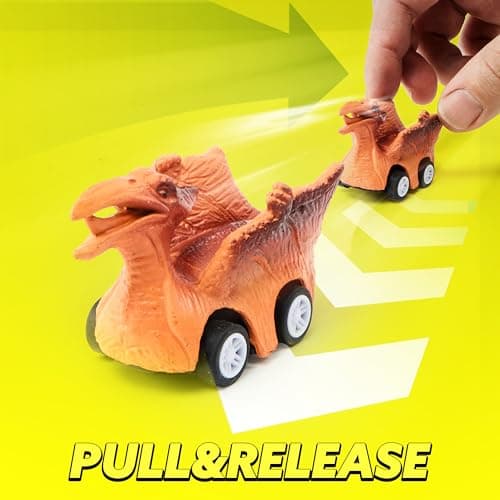 JOYIN 13 in 1 Dinosaur Toys for Kids 3-5, Dinosaur Truck with 12 Pull Back Cars, Small Cars Set, Birthday Gifts Toys for 3 4 5+ Year Old Boy, Transport Carrier Truck for Toddlers 3-4 Years - Image 4
