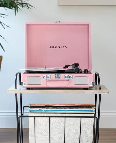Crosley CR8005E-BH Cruiser Plus Record Player, Blush | 3-Speed Turntable, Bluetooth In / Out, Built-in Stereo Speakers, Isolated Internal Speakers Minimize Vibration - Image 2