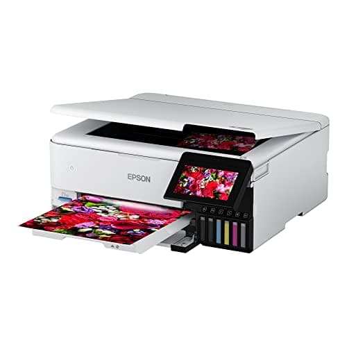 Epson EcoTank Photo ET-8500 Wireless Color All-in-One Supertank Printer with Scanner, Copier, Ethernet and 4.3-inch Color Touchscreen, White, Large - Image 7