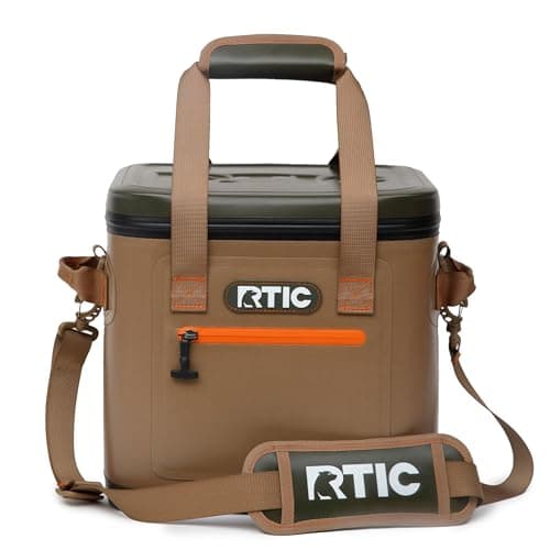 RTIC Ultra-Tough Soft Cooler 12 Can, Insulated Bag Portable Ice Chest for Lunch, Beach, Drink, Beverage, Travel, Camping, Picnic, Car, Trips, Floating Cooler Leak-Proof with Zipper, Tan