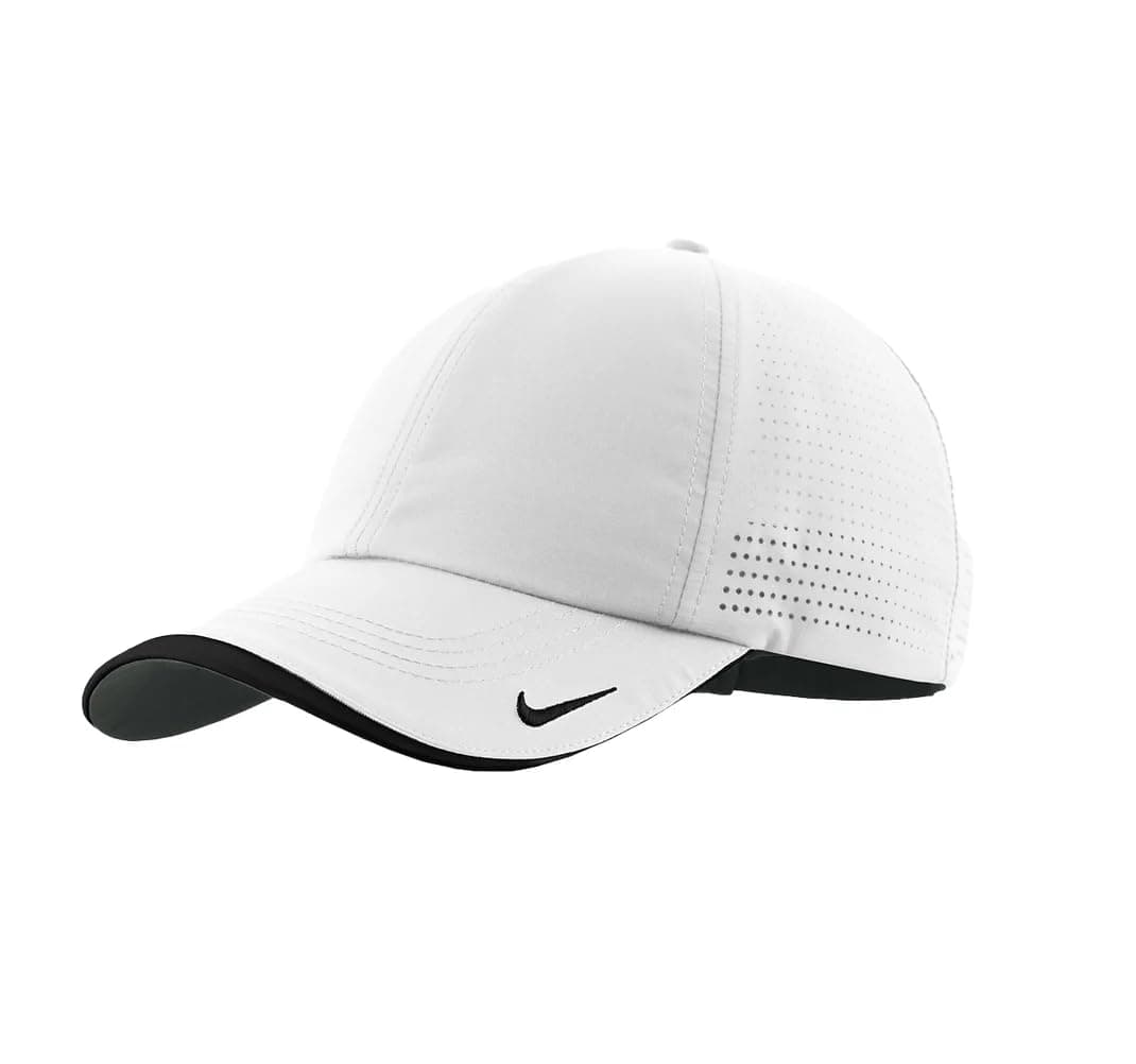 Nike Mens Golf - Dri-fit Swoosh Perforated Cap, White Hat, White One Size
