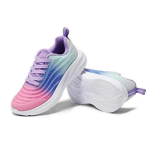 DREAM PAIRS Girls Boys Shoes Kids Lace up Tennis Sparkle Glitter Athletic Running Sneakers,Size 12 Little Kid,Pink/Blue/Light Green,SDRS2330K - Image 6