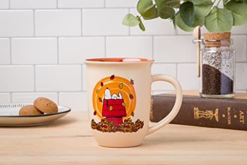 Silver Buffalo Peanuts Leaves are Falling Wide Rim Ceramic Mug, 16 Ounces, Tan/Multi - Image 5