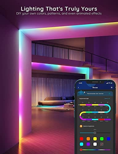 Govee RGBIC LED Strip Lights, Smart LED Lights for Bedroom, Bluetooth LED Lights APP Control, DIY Multiple Colors on One Line, Color Changing LED Strip Lighting Music Sync, Home Decor, 16.4ft - Image 7