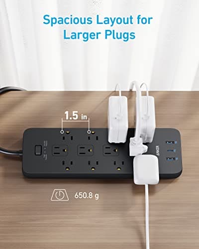 Surge Protector Power Strip (2100J), Anker 12 Outlets with 1 USB C and 2 USB Ports foriPhone 15/15 Plus/15 Pro/15 Pro Max, 5ft Extension Cord, Flat Plug, 20W USB C Charging for Home, Office,TUV Listed - Image 5