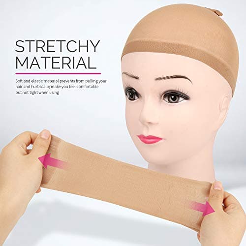 Fandamei 4 pieces Light Brown Stocking Wig Caps Stretchy Nylon Wig Caps for Women - Image 4