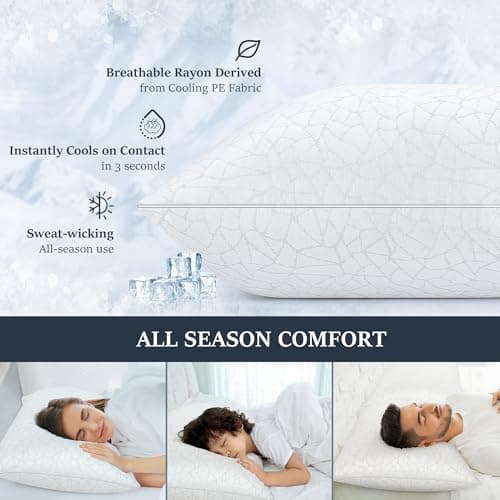 COZSINOOR Cooling Bed Pillows Queen Size - Premium Down Alternative Pillows Set of 2 for Side, Back, and Stomach Sleepers Hotel Quality Fluffy Soft Microfiber Fill Breathable Skin-Friendly - Image 3