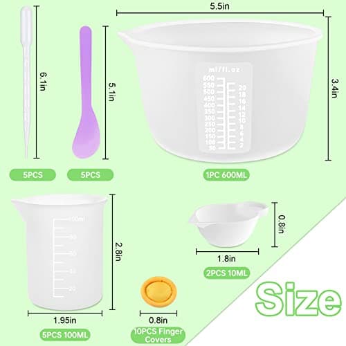 Silicone Measuring Cups for Resin Supplies - Kit With 600ml & 100ml Mixing Cups and Tools for Molds, Epoxy, Cooking, Casting Moulds, Jewelry Making - Image 2