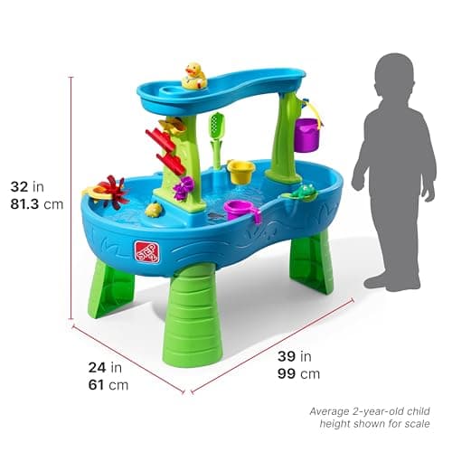 Step2 Rain Showers Splash Pond Toddler Water Table, Kids Water and Sand Activity Sensory Playset, Summer Outdoor Toys, 13 Piece Toy Accessories, For Toddles 1.5+ Years Old - Image 8