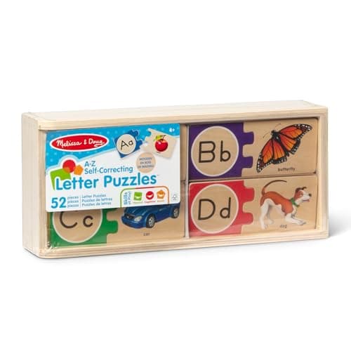Melissa & Doug Self-Correcting Alphabet Wooden Puzzles with Storage Box (52 pcs) ABC Puzzles, Wooden Alphabet Puzzle for Kids Ages 4+ - Image 9