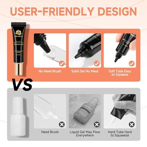 UNA GELLA Solid Nail Glue Gel 15ml Lamp Curing Needed Solid Soak Off U V/LED Lamp Required Super Strong Glue For Fake Acrylic Soft Gel Nail Tips Press On Nails Art Extension - Image 4