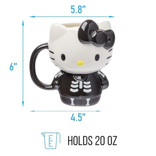 Silver Buffalo Sanrio Hello Kitty Halloween Skeleton Costume Ceramic 3D Sculpted Mug, 20 Ounces - Image 3