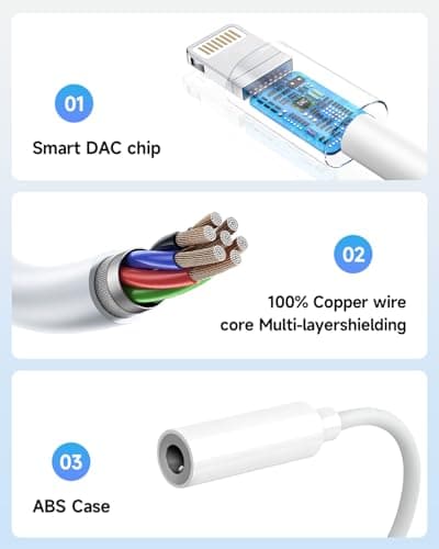 [Apple MFi Certified] 2 Pack Lightning to 3.5 mm Headphone Jack Adapter, iPhone Aux Adapter Converter Dongle Audio Cable Compatible with iPhone 14 13 12 11 X XS 8 7 - Image 3