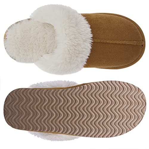 Litfun Women's Fuzzy Memory Foam Slippers Fluffy Winter House Shoes Indoor and Outdoor, Chestnut 8-8.5 - Image 5
