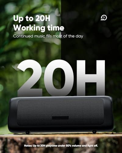Bluetooth Speaker with HD Sound, Portable Wireless, IPX5 Waterproof, Up to 20H Playtime, TWS Pairing, BT5.3, for Home/Party/Outdoor/Beach, Stocking Stuffers, White Elephant Gifts for Adults (Black) - Image 3