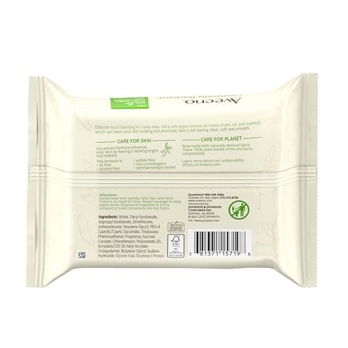 Aveeno Positively Radiant Makeup Remover Wipes, Gentle Individual Face Wipes with Moisture-rich Soy Extract to help leave your skin looking bright, Hypoallergenic Formula, Non-Comedogenic (Pack of 25) - Image 7