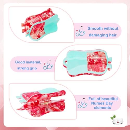 Amazon.com : ‌kaiolbly 4PCS Fun Nurse Acetate Hair Clips, Pharmacy Heart ECG IV Bag | Syringe Personalized Claw Hair Clip,Fun Summer Hair Clips for Women Travel Work Makeup : Beauty & Personal Care - Image 6