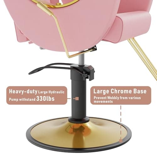 LOUVIXA Barber Chair for Hair Stylist, Height Adjustable Hydraulic Hair Reclining Salon Chair, 360 Degrees Rotation, Multi-Function Shampoo Chair for Salon Barbershop (Modern Pink) - Image 6