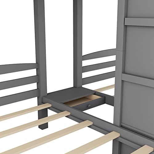 Bellemave Twin Over Twin Bunk Bed for 3, Wood Triple Bunk Beds with Stairs, 3 Bunk Beds with Storage for 3 Kids, Boys, Girls, Teens, Adults No Box Spring Needed (Gray) - Image 8
