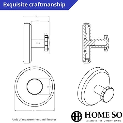 HOME SO Suction Cup Hooks for Shower, Bathroom, Kitchen, Glass Door, Mirror, Tile – Loofah, Towel, Coat, Bath Robe Hook Holder for Hanging up to 15 lbs – Waterproof & Rustproof, Matte Black (2-Pack) - Image 7