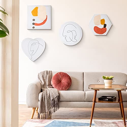 Thenshop 24 Pieces Stretched Canvas for Painting Bulk Blank Canvas Board, Square Round Hexagon Heart Shaped Frame for Kids Art Supplies for Acrylic Pouring Oil Painting(Assorted Shapes) - Image 4