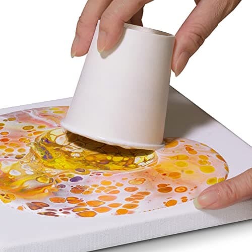 I.KONST All in One Cell Effect Pouring Paint - No Need to add Silicone Oil for Perfect Cell Acrylic Paint - Easy To Use For Fluid Art, Splatter Paint and Cell Painting of Stretched Canvas, Wood, Rocks, Crafts and More - Premix 8oz Bottles (White) - Image 7