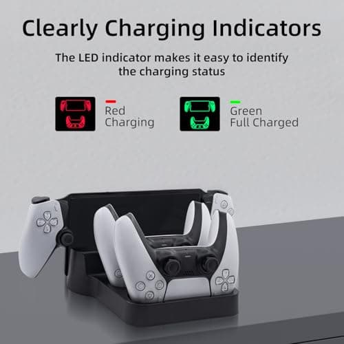 Mcbazel Charging Station for PlayStation Portal Remote Player and PS5 Controllers with LED Light and Charging Cable, Charging Dock Stand Base Holder Accessories for PS5 Portal Console - Black - Image 5